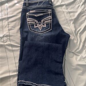 Women's Blue Jeans with Embroidered Pocket